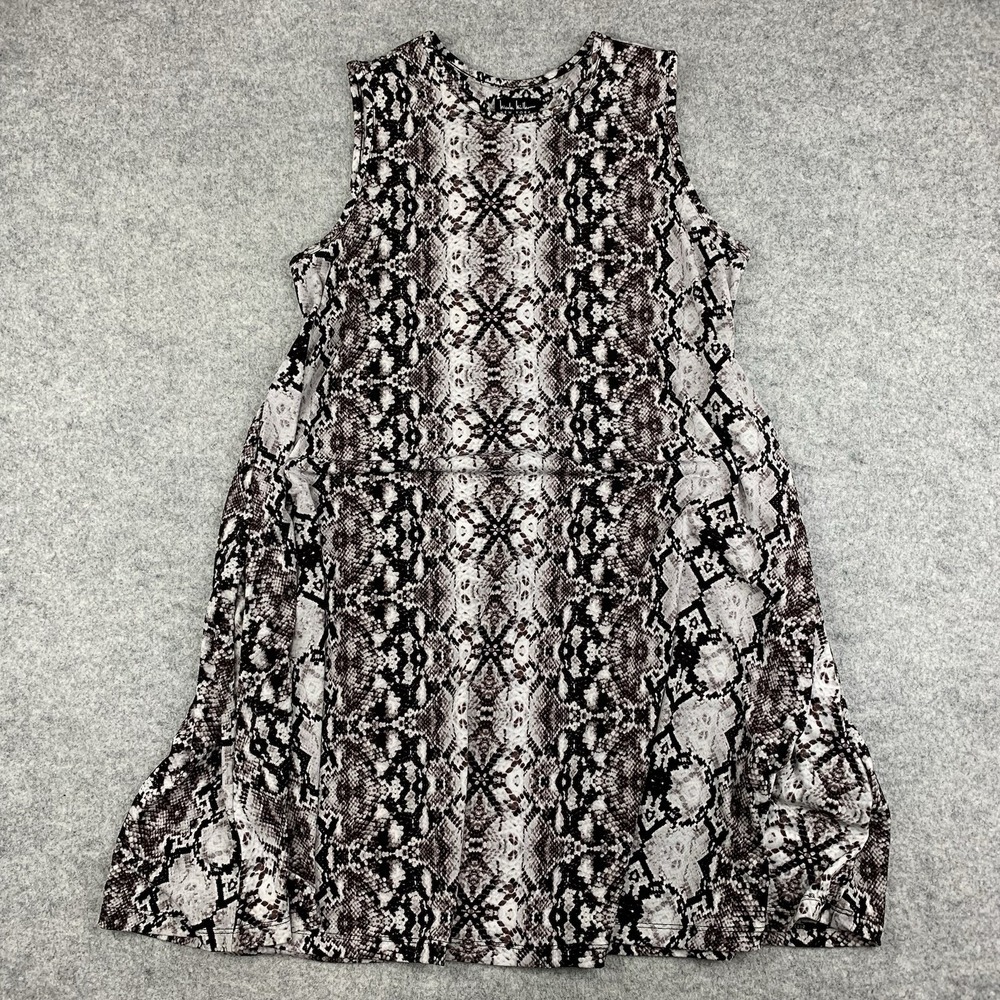 Nicole Miller Womens Sleeveless Snakeskin Print Sheath Dress Size Medium Pockets